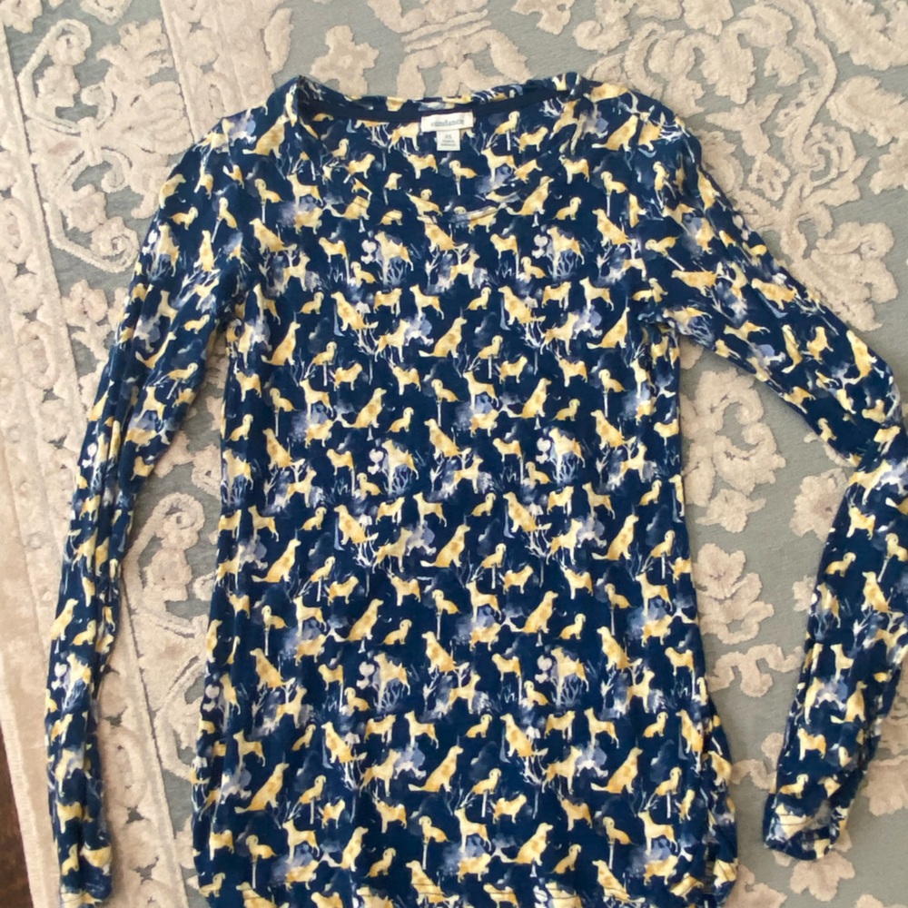 Sundance Blue and Yellow Fitted Long Sleeve Top